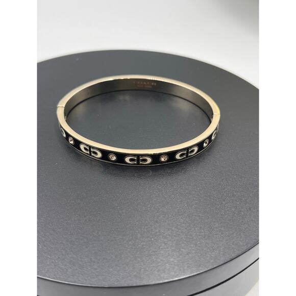 Coach Black White Enamel Glass Gold Tone Signature C Enamel Hinged
Bangle New - Picture 5 of 9